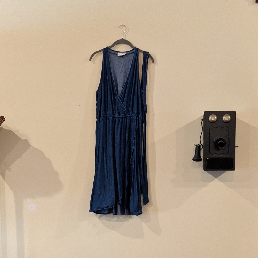 Chambray Faux Wrap Dress